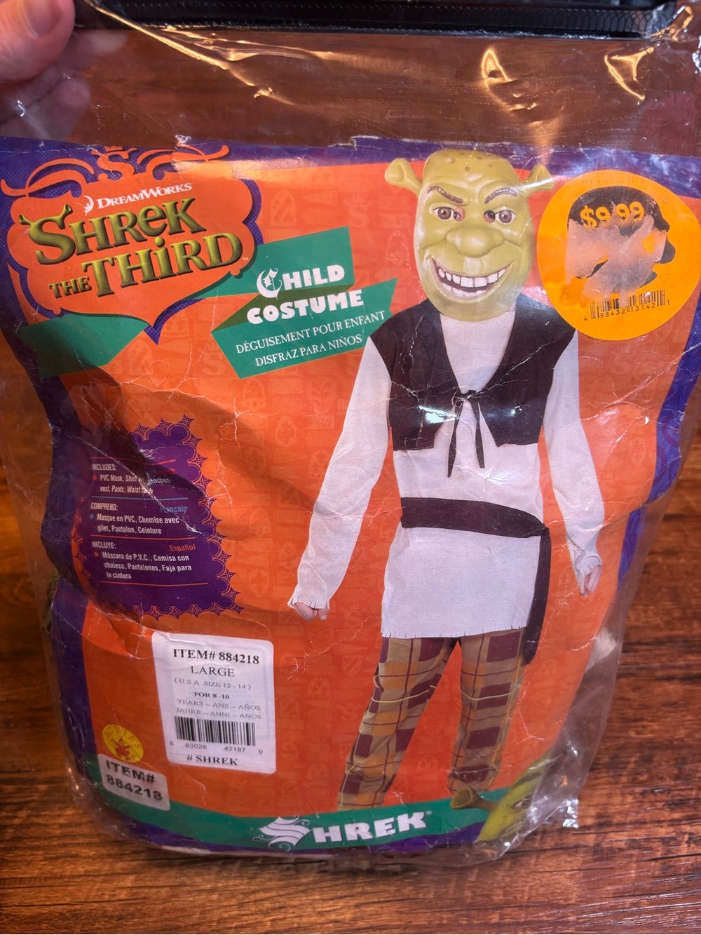 SHREK THE THIRD Character Child Costume with Mask Size Large 12-14 2007